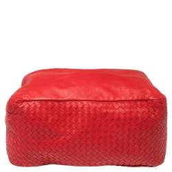Pre Owned Bottega Veneta Red Intrecciato Leather Large Knot Hobo