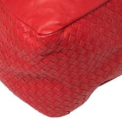 Pre Owned Bottega Veneta Red Intrecciato Leather Large Knot Hobo