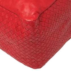 Pre Owned Bottega Veneta Red Intrecciato Leather Large Knot Hobo