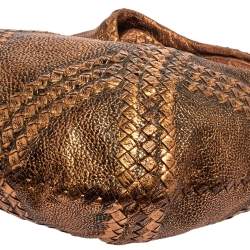 Pre Owned Bottega Veneta Metallic Copper Gold Leather Cervo Hobo