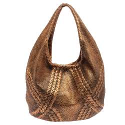 Pre Owned Bottega Veneta Metallic Copper Gold Leather Cervo Hobo
