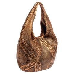 Pre Owned Bottega Veneta Metallic Copper Gold Leather Cervo Hobo