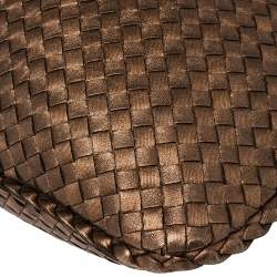Pre Owned Bottega Veneta Bronze Intrecciato Leather Large Veneta Hobo