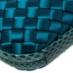 Pre Owned Bottega Veneta Blue Satin and Snakeskin Trim Knot Clutch