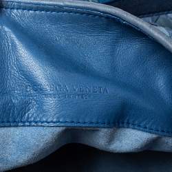 Pre Owned Bottega Veneta Blue Leather Intrecciato Hobo