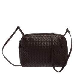 Bottega Veneta Brown Intrecciato Leather Nodini Crossbody Bag