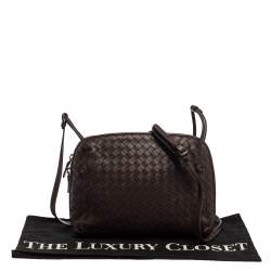 Pre Owned Bottega Veneta Brown Intrecciato Leather Nodini Crossbody Bag