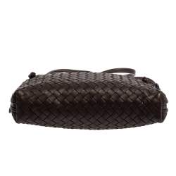 Pre Owned Bottega Veneta Brown Intrecciato Leather Nodini Crossbody Bag