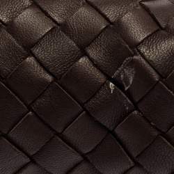 Pre Owned Bottega Veneta Brown Intrecciato Leather Nodini Crossbody Bag