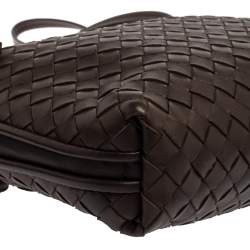 Pre Owned Bottega Veneta Brown Intrecciato Leather Nodini Crossbody Bag
