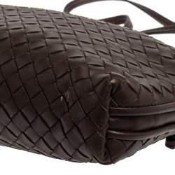 Pre Owned Bottega Veneta Brown Intrecciato Leather Nodini Crossbody Bag