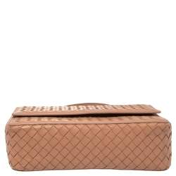 Pre Owned Bottega Veneta Pink Intrecciato Leather Alumna Top Handle Bag
