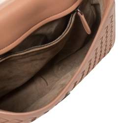 Pre Owned Bottega Veneta Pink Intrecciato Leather Alumna Top Handle Bag