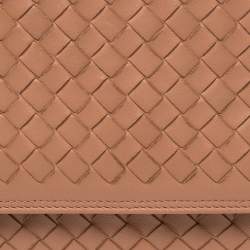 Pre Owned Bottega Veneta Pink Intrecciato Leather Alumna Top Handle Bag