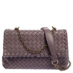 Pre Owned Bottega Veneta Mauve Intrecciato Leather Baby Olimpia Shoulder Bag