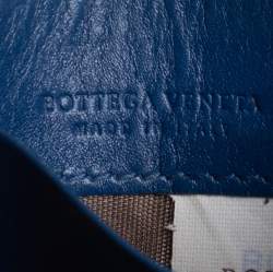 مملوكة مسبقًا Bottega Veneta Blue Intrecciato Leather Card Holder