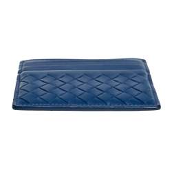 مملوكة مسبقًا Bottega Veneta Blue Intrecciato Leather Card Holder