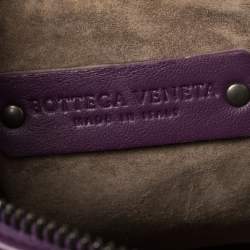 Pre Owned Bottega Veneta Purple Intrecciato Leather Nodini Crossbody Bag