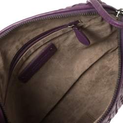Pre Owned Bottega Veneta Purple Intrecciato Leather Nodini Crossbody Bag