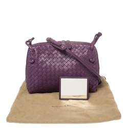 Pre Owned Bottega Veneta Purple Intrecciato Leather Nodini Crossbody Bag
