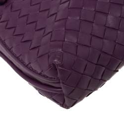 Pre Owned Bottega Veneta Purple Intrecciato Leather Nodini Crossbody Bag