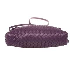 Pre Owned Bottega Veneta Purple Intrecciato Leather Nodini Crossbody Bag