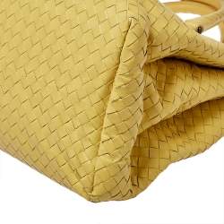 Pre Owned Bottega Veneta Yellow Intrecciato Leather Medium Roma Tote