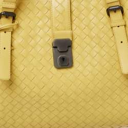 Pre Owned Bottega Veneta Yellow Intrecciato Leather Medium Roma Tote