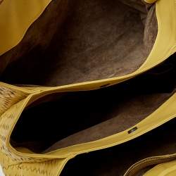 Pre Owned Bottega Veneta Yellow Intrecciato Leather Medium Roma Tote