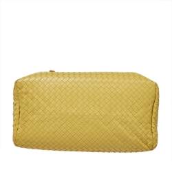 Pre Owned Bottega Veneta Yellow Intrecciato Leather Medium Roma Tote