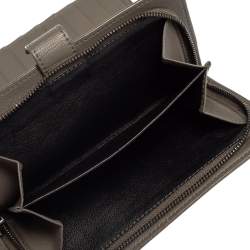 Pre Owned Bottega Veneta Grey Intrecciato Leather Long Wallet