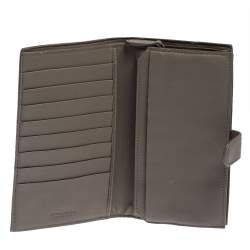 Pre Owned Bottega Veneta Grey Intrecciato Leather Long Wallet