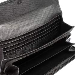Pre Owned Bottega Veneta Metallic Grey Intrecciato Leather Flap Continental Wallet