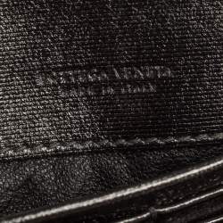 Pre Owned Bottega Veneta Metallic Grey Intrecciato Leather Flap Continental Wallet