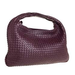 مملوكة مسبقًا Bottega Veneta Dark Burgundy Intrecciato Leather Large Veneta Hobo