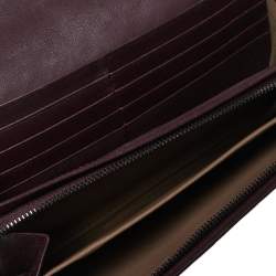 Pre Owned Bottega Veneta Plum Intrecciato Leather Continental Wallet
