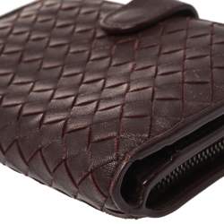 Bottega Veneta Plum Intrecciato Leather Continental Wallet