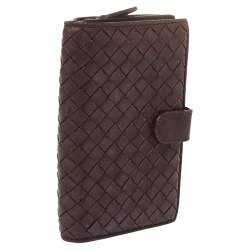 Bottega Veneta Plum Intrecciato Leather Continental Wallet