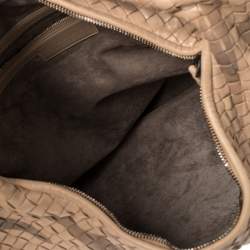 Pre Owned Bottega Veneta Beige Zebra Print Leather and Snakeskin Trim Veneta Hobo 