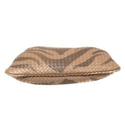 Pre Owned Bottega Veneta Beige Zebra Print Leather and Snakeskin Trim Veneta Hobo 