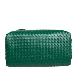 Pre Owned Bottega Veneta Green Intrecciato Leather Small Roma Tote