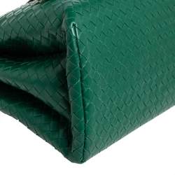 Pre Owned Bottega Veneta Green Intrecciato Leather Small Roma Tote