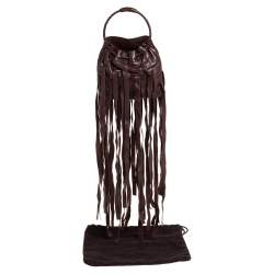 Pre Owned حقيبة صغيرة بوتيغا فينيتا جلد بني بشراشيب 