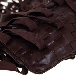 Pre Owned حقيبة صغيرة بوتيغا فينيتا جلد بني بشراشيب 