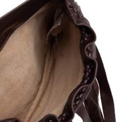 Pre Owned حقيبة صغيرة بوتيغا فينيتا جلد بني بشراشيب 