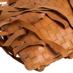Pre Owned Bottega Veneta Brown Leather Fringe Drawstring Bucket Bag