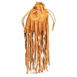 Pre Owned Bottega Veneta Brown Leather Fringe Drawstring Bucket Bag