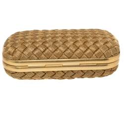 Pre Owned Bottega Veneta Gold Intrecciato Metal Mesh Knot Clutch
