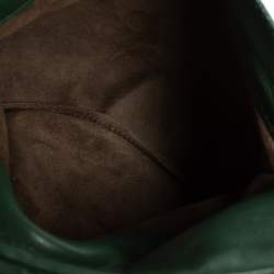 Pre Owned Bottega Veneta Green Intrecciato Leather Flap Chain Crossbody Bag