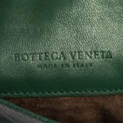 Pre Owned Bottega Veneta Green Intrecciato Leather Flap Chain Crossbody Bag